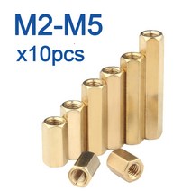 10 개/몫 육각 암-암 M2 M2.5 M3 M4 M5 황동 스탠드 오프 스페이서 육각 스터드 스페이서 중공 기둥 나사, M4 레벨, 6mm x10pcs