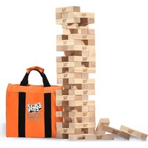 공식 Jenga Giant JS6 - 4피트가 넘는 초대형 크기 Jenga 게임 스택 견고한 휴대용 가방 프리미엄 원목, 한 사이즈