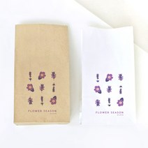 [핸즈픽메이드] 플라워시즌 각대봉투 10매 답례 선물 기념일 구디백 디자인 종이백, 크라프트 중_15x9x26cm