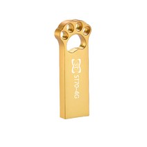 에스티원테크 ST70 USB 메모리 메탈재질 귀여운 고양이발바닥, 4GB, 골드
