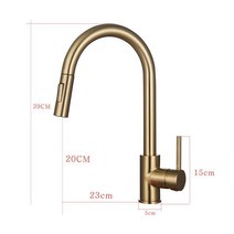 콜러수전 Kohler 풀 아웃 대 냉온 구리 텔레스코픽 황금 회전 샤워 주방 욕실 수도꼭지, 세 가지 기능 브러싱 골드 B