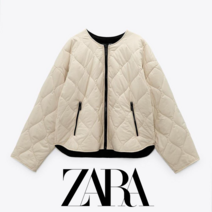 자라 ZARA 캘러그 다이아 퀼팅 코튼 자켓