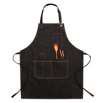 카우보이 솔리드 데님 요리 포켓 Pinafore 미용사 앞치마 이발사 집 청소 요리사 앞치마 마스터 앞치마 주방 악세사리, 2WQ-46477-001