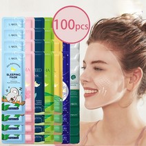 100 pcs LAIKOU 모이스춰 라이징 슬리핑 마스크 사쿠라 달팽이 해초 페이스 마스크 화이트닝 뉴 리싱 오일 컨트롤 안티 에이징 스킨 케어|트리트먼트 & 마스크|, 1개, Centella