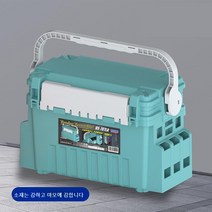 낚시 상자 야외 다기능 더블 레이어 Luya 낚시 상자 도매 낚시 액세서리 저장 상자 풀 세트+입간기, 더블 데커 (블루)