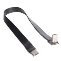 USB 3.1 유형 C to Type C 확장 케이블 90도 어댑터 FPC FPV 리본 플랫 USB C 케이블 3A 10Gbps EMI 차폐 10cm, 하나, 보여진 바와 같이