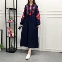 괌 하와이 원피스Boho Queens 여성 꽃 Emberoidery 비치 보헤미안 맥시 드레스 숙녀 o-넥 랜턴 슬리브 여름