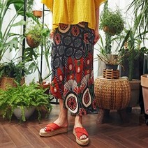 기타 바보사랑[앞머리]에스닉 패턴 랩st 롱 스커트