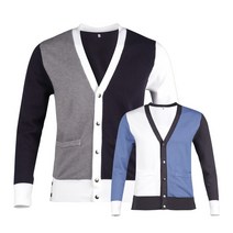 럭스골프 남성 배색 브이넥 니트 가디건 OH2A702