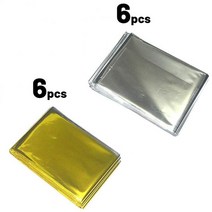 군용반합 백패킹 군용 코펠 Outdoor PET Insulation Emergency Blanket Survival First-aid Kit Military Rescue Wind, [13] Silver Gold 12pcs