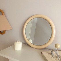 레트로 라운드 미러 벽 거울 방꾸미기 카페 인테리어 소품, 베이지