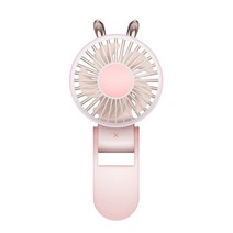 무디 폴더블 무선 탁상용 미니 선풍기, 레빗핑크