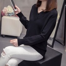 쇼매인 가을 겨울 니트티 부드러운 기본 브이넥 니트 데일리 스웨터