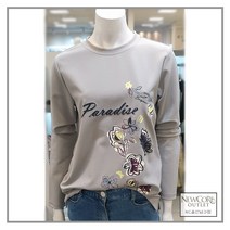 베스띠벨리 자수 프린트 라운드 캐주얼 티셔츠/BCIBB2808KHL