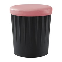 [에보니아] 보비 다용도의자 블랙바디 (수납의자/스툴/드럼체어/깡통의자), 블랙 핑크