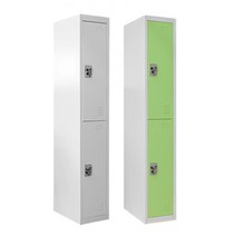 이지 2단 철재 캐비넷 (사무실 철제 락커), 넓이380x깊이450x높이1800(mm), 2인락커 그레이