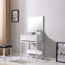 인트리 화이트철재 어반스틸 화장대 의자미포함 원룸 게스트룸 펜션, 하단 콘센트, 화이트그레이