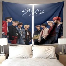 스트레이 태피스트리 벽걸이 Kpop 가수 세련된 멋진 미적 벽 사이키델릭 홈 데코, 280cm by 180cm, 5