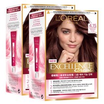 로레알파리 엑셀랑스 크림 염모제1+1, 1세트, 4.15호 잿빛어두운갈색