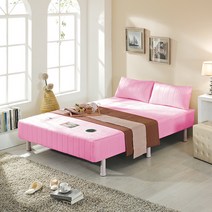 탄탄한 프레임리스 올인원 단면 매트리스 침대 발통 10cm 19.5cm 싱글 슈퍼싱글 더블 퀸, 핑크