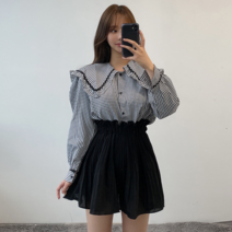 VANANA2 여성 페미닌 빅 프릴 카라 블라우스 셔츠