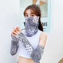 달밤마켓 자외선차단 페이즐리 쿨토시넥워머세트 쿨토시 쿨워머 자전거 등산 골프, 화이트세트-MWDG02