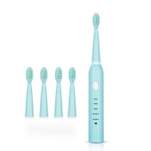 전동 칫솔 연약한 머리 초음파 전동 칫솔 성인 전동 칫솔 가전, 파란색, 와이어 충전