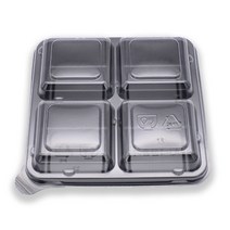 반찬&소스용기 정사각 4칸 100개 반찬용기 소스용기 배달용기 도시락용기 일회용기 포장용기