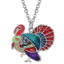 WEVENI 에나멜 합금 추수감사절 칠면조 목걸이 닭 펜던트 참 패션 주얼리 선물 여성용 여아용 에나멜 원석 없음. 가성비 추천 미국직구, Floral