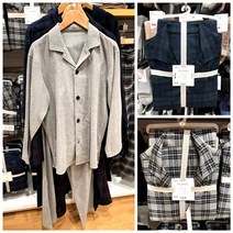 스팟 Uniqlo 남성 플란넬 잠옷 긴팔 바지 기모 가정 의류 가을과 겨울 생활