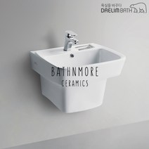 CL-350D/CL350D/세면기/세면대/일체형세면기/평면붙임형/대림바스/대림세면기/원홀/쓰리홀/부속일체/부속포함, 수동, P자트랩 (벽배수), 대림정품폽업/트랩