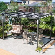 방갈로 원두막 바베큐장 포도 랙 천막 야외 빌라 정원 알루미늄 합금 전망대 레저 태양 비 창고, [03] 3x4m 경제적인 어닝 짙은 녹색 타포린