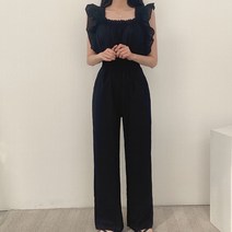 [랜덤플레이] 소매 프릴 허리밴딩 점프수트