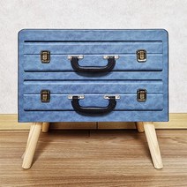빈티지2단가죽서랍장, 블루