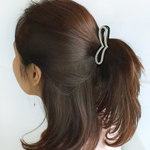 H-1027 쁘띠 하트 반머리 큐빅 바나나핀 / 2컬러 반묶음 집게핀 보석 라인 포인트 성인 데일리 심플 헤어핀 장식