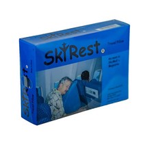 Skyrest® 공기 주입식 여행용 베개 - 휴대용 머리 목 받침대 특허 디자인 베개 비행기 버스 자동차 사무실 기차 및 야외 캠핑용 - 무료 아이 마스크 및 이어플러그 - 2팩, Dark Blue