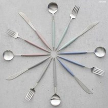 [헤이스테이]파스텔실버 국산 디자인 예쁜 커트러리 디너 세..., 선택:디너나이프/핑크, 단품