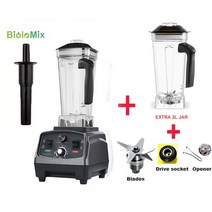 믹서 BioloMix 3HP 2200W 튼튼한 상용 등급 타이머 블렌더 쥬서 과일 식품 프로세서 얼음 스무디 BPA 없음 2L 용기 증정 믹서기 과즙기 분쇄기, [06] Extra Jar and 3Parts, [01] 미국 플러그