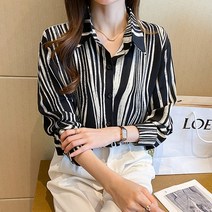 모니카제이 줄무늬 카라 블라우스