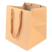 튼튼한 무지 정사각 쇼핑백 종이가방 크라프트 대