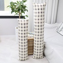롱 쿠션 바디필로우 ( 솜포함 )( 대형 ) 150X35 사이즈, 바디필로우 (솜포함)(대형), 모던체크, 브라운