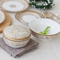 한국도자기 다온골드 예단 단반상기세트 6pcs, 예단포장 + 거북조각수저