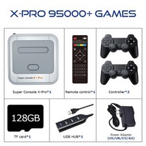 보드게임 2.4g 무선 컨트롤러가 장착된 117000+ 이 포함된 ps1pspn64dc용 레트로 와이파이 슈퍼 콘솔 x 프로 4k hd tv 비디오 콘솔, 에, pro-128g-2x무선