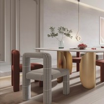 키에리 CHIERI 다이닝 체어 의자 by Varier, 하운드투스 라지 패턴 (린넨)