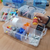 3단 칸분리 소품 수납함 정리함 중형 반투명