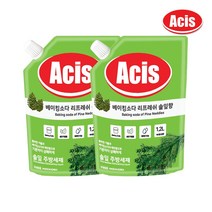 아키스 베이킹소다 주방세제 리필 솔잎향 1.2L x2개 설거지 1종주방세제 주방용 야채과일세척 물때 항균 대용량 기름기 식물성보습, 단품