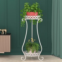 Z3JC 철제 다층 바닥 화분꽂이, 화이트(두겹 높이 80cm) 화병