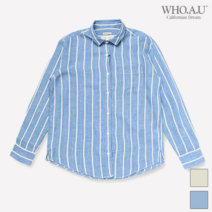 WHO.A.U 린넨 스트라이프 셔츠_WHYS92401F
