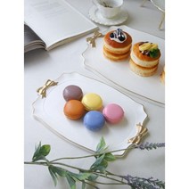 러블리 리본 다과쟁반 디저트 트레이 카페 푸드트레이 쥬얼리접시 컵받침 핑거푸드 사무실 다이닝 부엌, 소