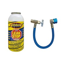 한경공구 차량용 에어컨 R-134a 냉매 누설 차단제 리크스탑 & 주입용 호스, 1개